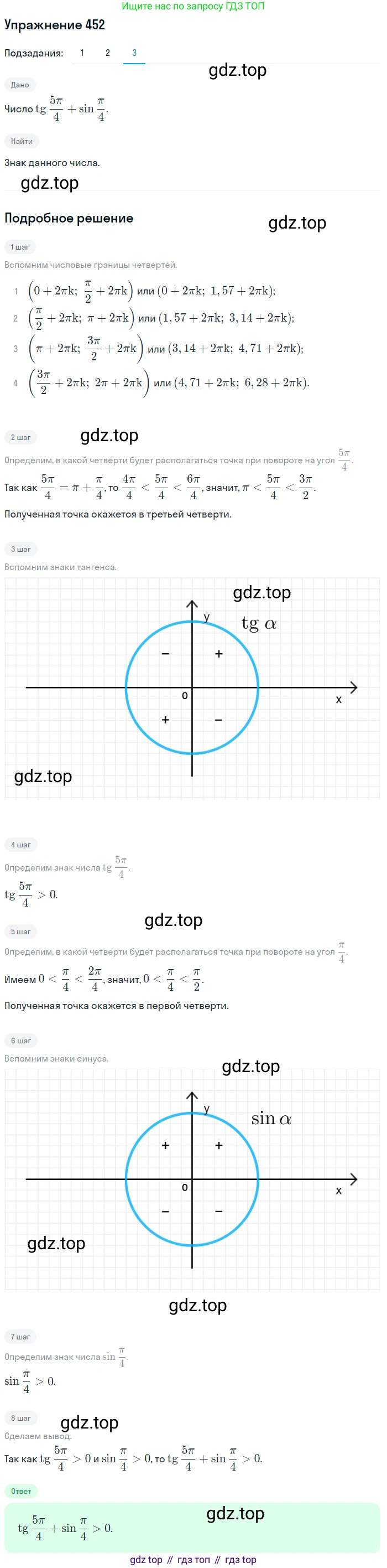 Алгебра, 10-11 класс Учебник, авторы: Алимов Шавкат Арифджанович, Колягин Юрий Михайлович, Ткачева Мария Владимировна, Федорова Надежда Евгеньевна, Шабунин Михаил Иванович, издательство Просвещение, Москва, 2014, страница 134, номер 452, Решение 1 (продолжение 3)