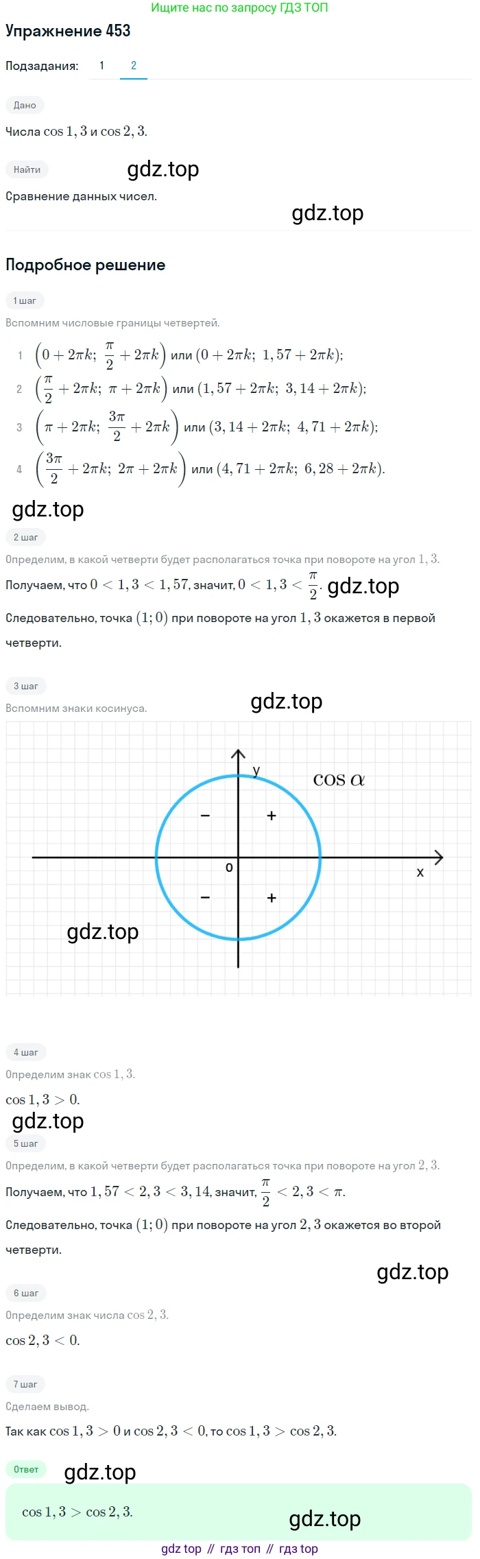 Алгебра, 10-11 класс Учебник, авторы: Алимов Шавкат Арифджанович, Колягин Юрий Михайлович, Ткачева Мария Владимировна, Федорова Надежда Евгеньевна, Шабунин Михаил Иванович, издательство Просвещение, Москва, 2014, страница 134, номер 453, Решение 1 (продолжение 2)