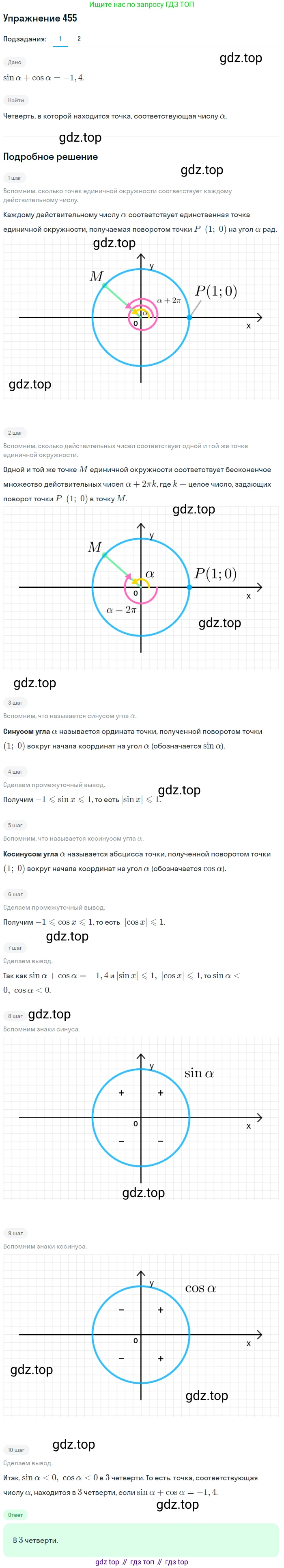 Алгебра, 10-11 класс Учебник, авторы: Алимов Шавкат Арифджанович, Колягин Юрий Михайлович, Ткачева Мария Владимировна, Федорова Надежда Евгеньевна, Шабунин Михаил Иванович, издательство Просвещение, Москва, 2014, страница 135, номер 455, Решение 1