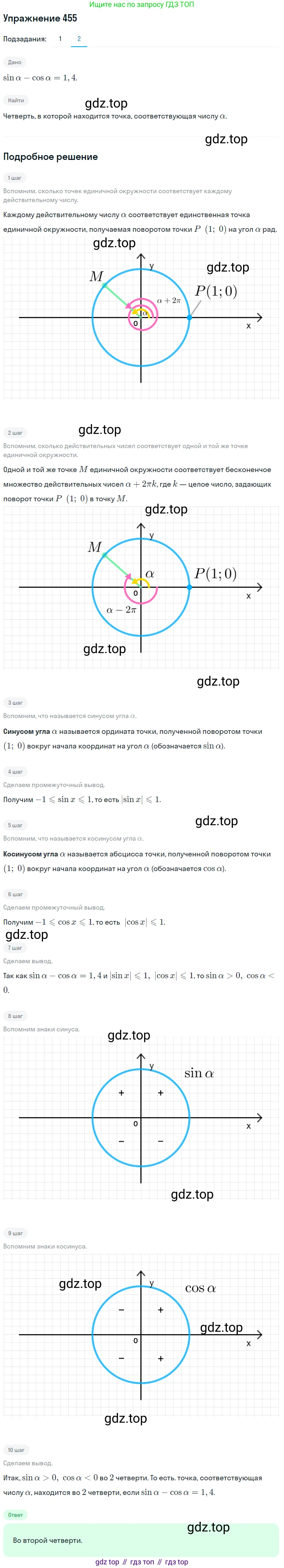Алгебра, 10-11 класс Учебник, авторы: Алимов Шавкат Арифджанович, Колягин Юрий Михайлович, Ткачева Мария Владимировна, Федорова Надежда Евгеньевна, Шабунин Михаил Иванович, издательство Просвещение, Москва, 2014, страница 135, номер 455, Решение 1 (продолжение 2)