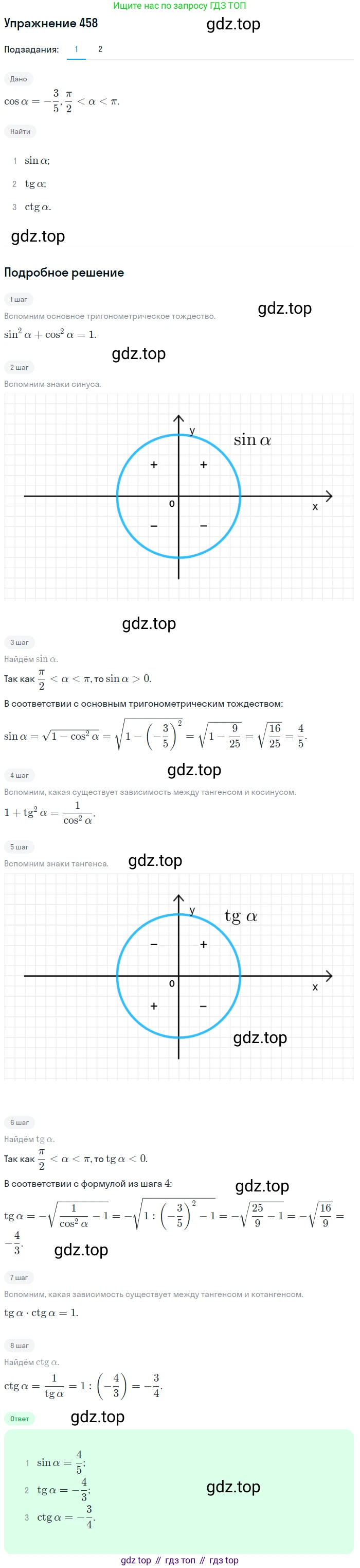 Алгебра, 10-11 класс Учебник, авторы: Алимов Шавкат Арифджанович, Колягин Юрий Михайлович, Ткачева Мария Владимировна, Федорова Надежда Евгеньевна, Шабунин Михаил Иванович, издательство Просвещение, Москва, 2014, страница 138, номер 458, Решение 1
