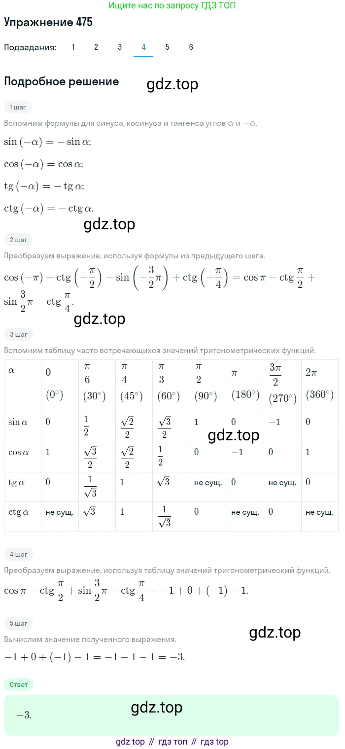 Алгебра, 10-11 класс Учебник, авторы: Алимов Шавкат Арифджанович, Колягин Юрий Михайлович, Ткачева Мария Владимировна, Федорова Надежда Евгеньевна, Шабунин Михаил Иванович, издательство Просвещение, Москва, 2014, страница 143, номер 475, Решение 1 (продолжение 4)