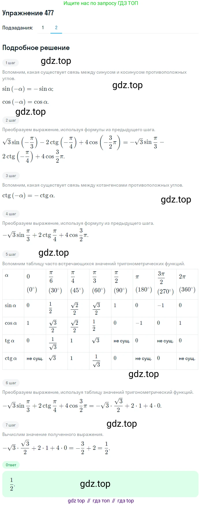 Алгебра, 10-11 класс Учебник, авторы: Алимов Шавкат Арифджанович, Колягин Юрий Михайлович, Ткачева Мария Владимировна, Федорова Надежда Евгеньевна, Шабунин Михаил Иванович, издательство Просвещение, Москва, 2014, страница 143, номер 477, Решение 1 (продолжение 2)