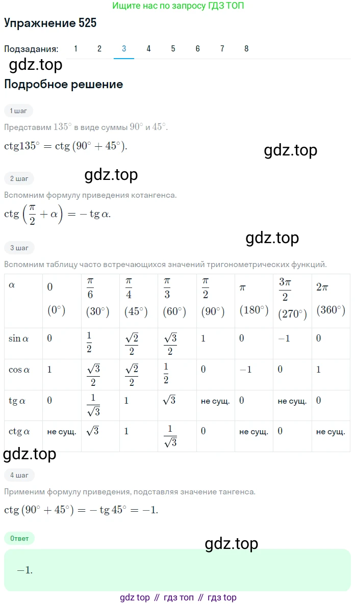 Алгебра, 10-11 класс Учебник, авторы: Алимов Шавкат Арифджанович, Колягин Юрий Михайлович, Ткачева Мария Владимировна, Федорова Надежда Евгеньевна, Шабунин Михаил Иванович, издательство Просвещение, Москва, 2014, страница 159, номер 525, Решение 1 (продолжение 3)