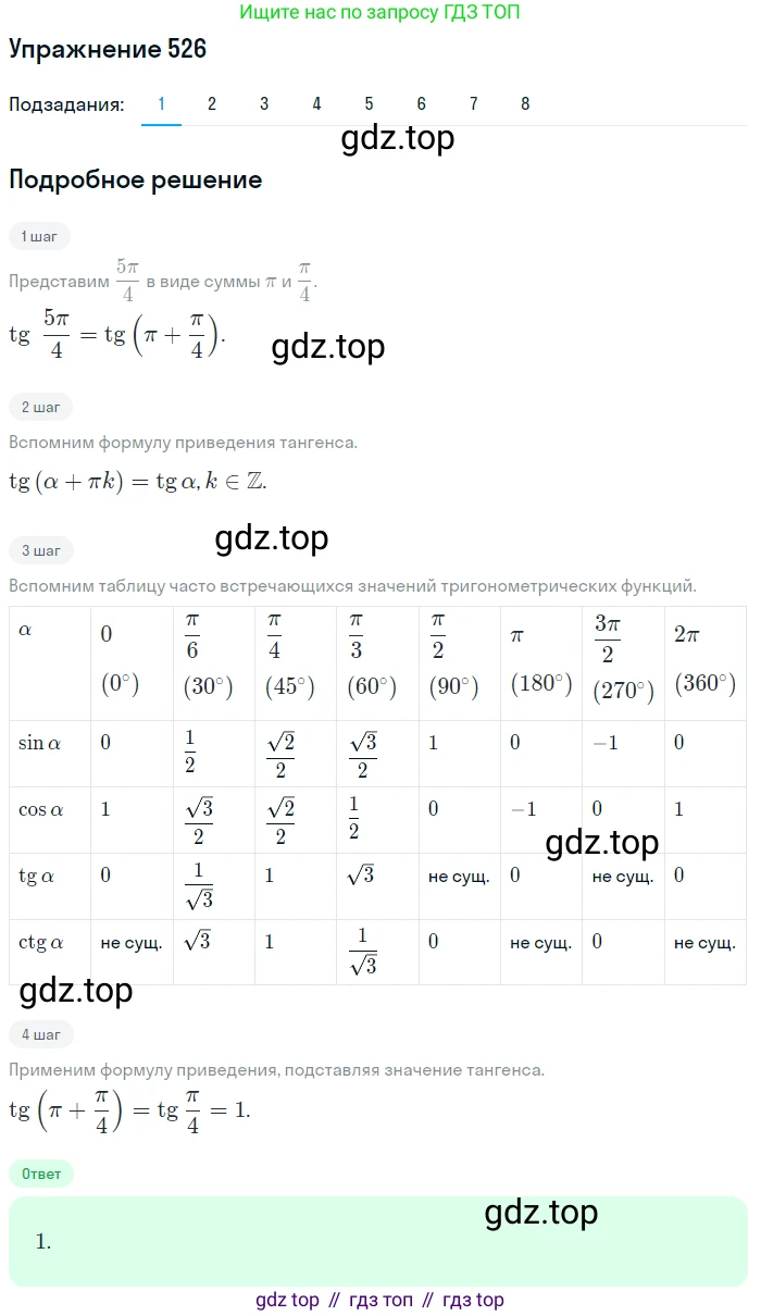 Алгебра, 10-11 класс Учебник, авторы: Алимов Шавкат Арифджанович, Колягин Юрий Михайлович, Ткачева Мария Владимировна, Федорова Надежда Евгеньевна, Шабунин Михаил Иванович, издательство Просвещение, Москва, 2014, страница 159, номер 526, Решение 1