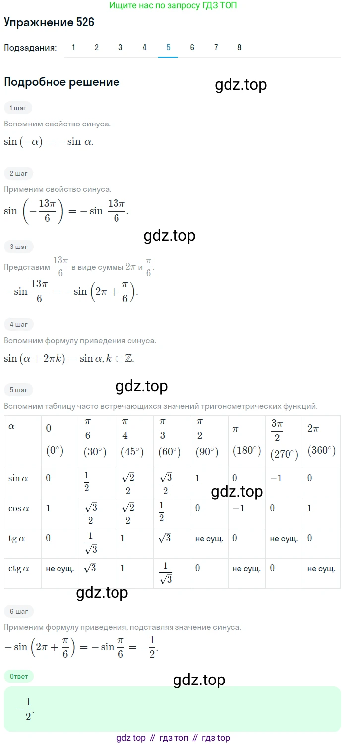Алгебра, 10-11 класс Учебник, авторы: Алимов Шавкат Арифджанович, Колягин Юрий Михайлович, Ткачева Мария Владимировна, Федорова Надежда Евгеньевна, Шабунин Михаил Иванович, издательство Просвещение, Москва, 2014, страница 159, номер 526, Решение 1 (продолжение 5)