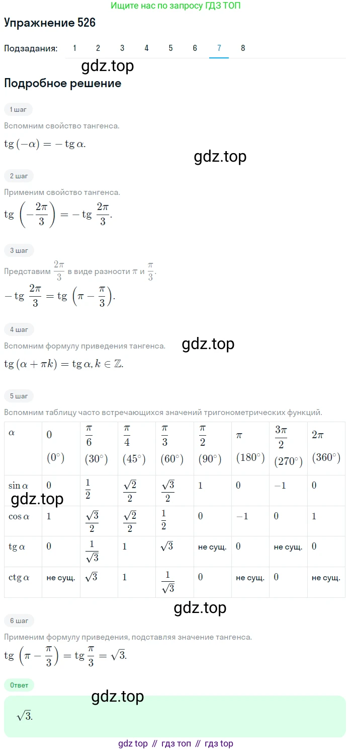 Алгебра, 10-11 класс Учебник, авторы: Алимов Шавкат Арифджанович, Колягин Юрий Михайлович, Ткачева Мария Владимировна, Федорова Надежда Евгеньевна, Шабунин Михаил Иванович, издательство Просвещение, Москва, 2014, страница 159, номер 526, Решение 1 (продолжение 7)