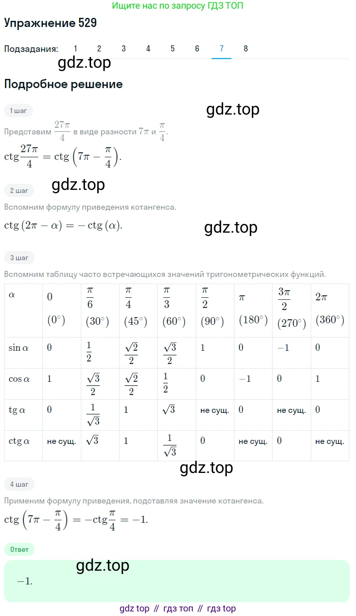 Алгебра, 10-11 класс Учебник, авторы: Алимов Шавкат Арифджанович, Колягин Юрий Михайлович, Ткачева Мария Владимировна, Федорова Надежда Евгеньевна, Шабунин Михаил Иванович, издательство Просвещение, Москва, 2014, страница 160, номер 529, Решение 1 (продолжение 7)