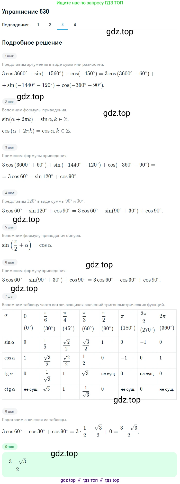 Алгебра, 10-11 класс Учебник, авторы: Алимов Шавкат Арифджанович, Колягин Юрий Михайлович, Ткачева Мария Владимировна, Федорова Надежда Евгеньевна, Шабунин Михаил Иванович, издательство Просвещение, Москва, 2014, страница 160, номер 530, Решение 1 (продолжение 3)