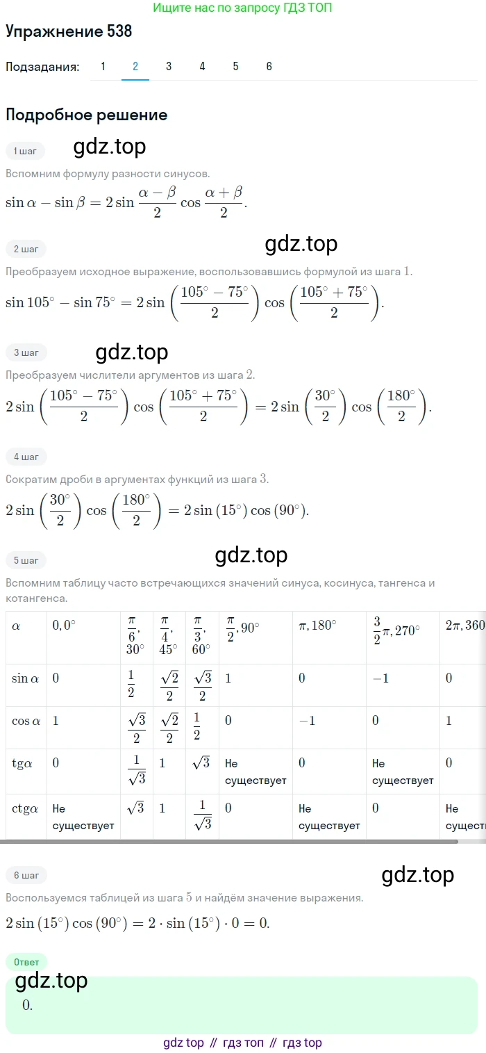 Алгебра, 10-11 класс Учебник, авторы: Алимов Шавкат Арифджанович, Колягин Юрий Михайлович, Ткачева Мария Владимировна, Федорова Надежда Евгеньевна, Шабунин Михаил Иванович, издательство Просвещение, Москва, 2014, страница 163, номер 538, Решение 1 (продолжение 2)