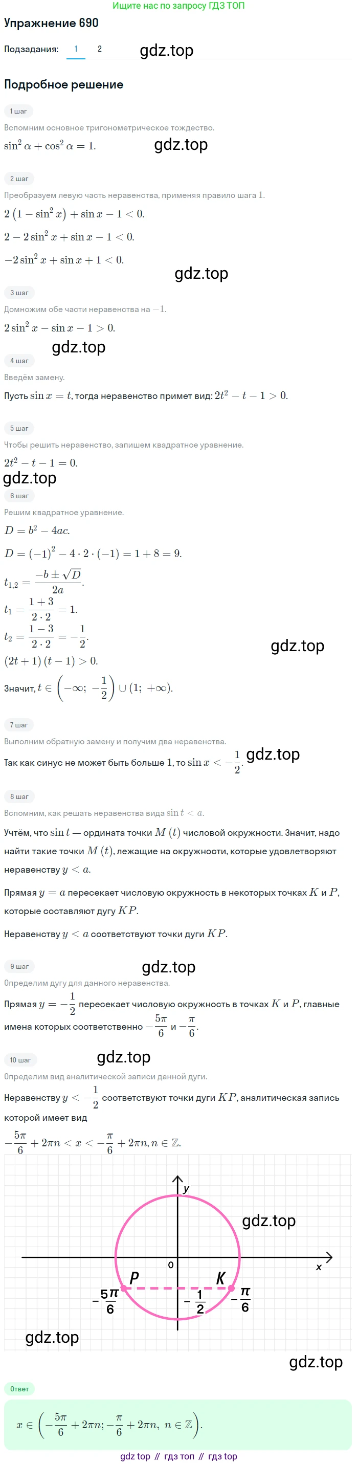 Алгебра, 10-11 класс Учебник, авторы: Алимов Шавкат Арифджанович, Колягин Юрий Михайлович, Ткачева Мария Владимировна, Федорова Надежда Евгеньевна, Шабунин Михаил Иванович, издательство Просвещение, Москва, 2014, страница 200, номер 690, Решение 1