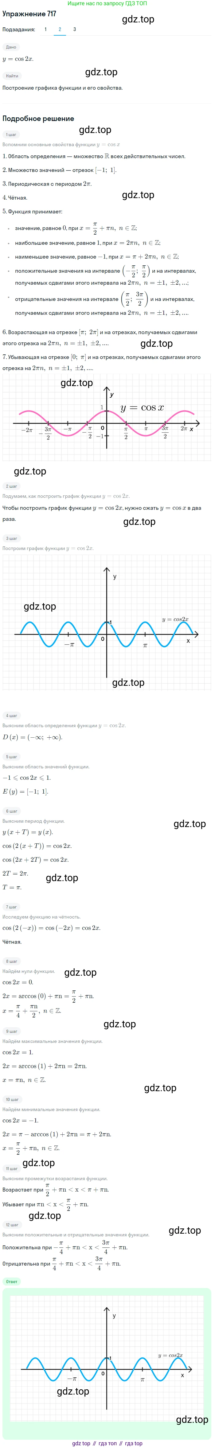 Алгебра, 10-11 класс Учебник, авторы: Алимов Шавкат Арифджанович, Колягин Юрий Михайлович, Ткачева Мария Владимировна, Федорова Надежда Евгеньевна, Шабунин Михаил Иванович, издательство Просвещение, Москва, 2014, страница 212, номер 717, Решение 1 (продолжение 2)