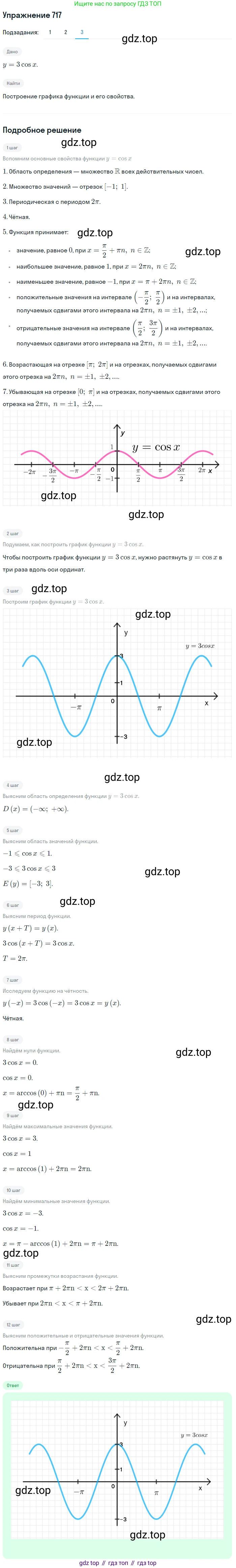 Алгебра, 10-11 класс Учебник, авторы: Алимов Шавкат Арифджанович, Колягин Юрий Михайлович, Ткачева Мария Владимировна, Федорова Надежда Евгеньевна, Шабунин Михаил Иванович, издательство Просвещение, Москва, 2014, страница 212, номер 717, Решение 1 (продолжение 3)