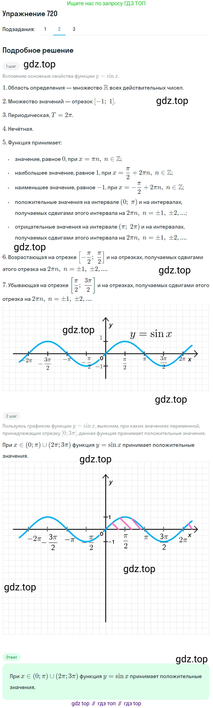 Алгебра, 10-11 класс Учебник, авторы: Алимов Шавкат Арифджанович, Колягин Юрий Михайлович, Ткачева Мария Владимировна, Федорова Надежда Евгеньевна, Шабунин Михаил Иванович, издательство Просвещение, Москва, 2014, страница 215, номер 720, Решение 1 (продолжение 2)