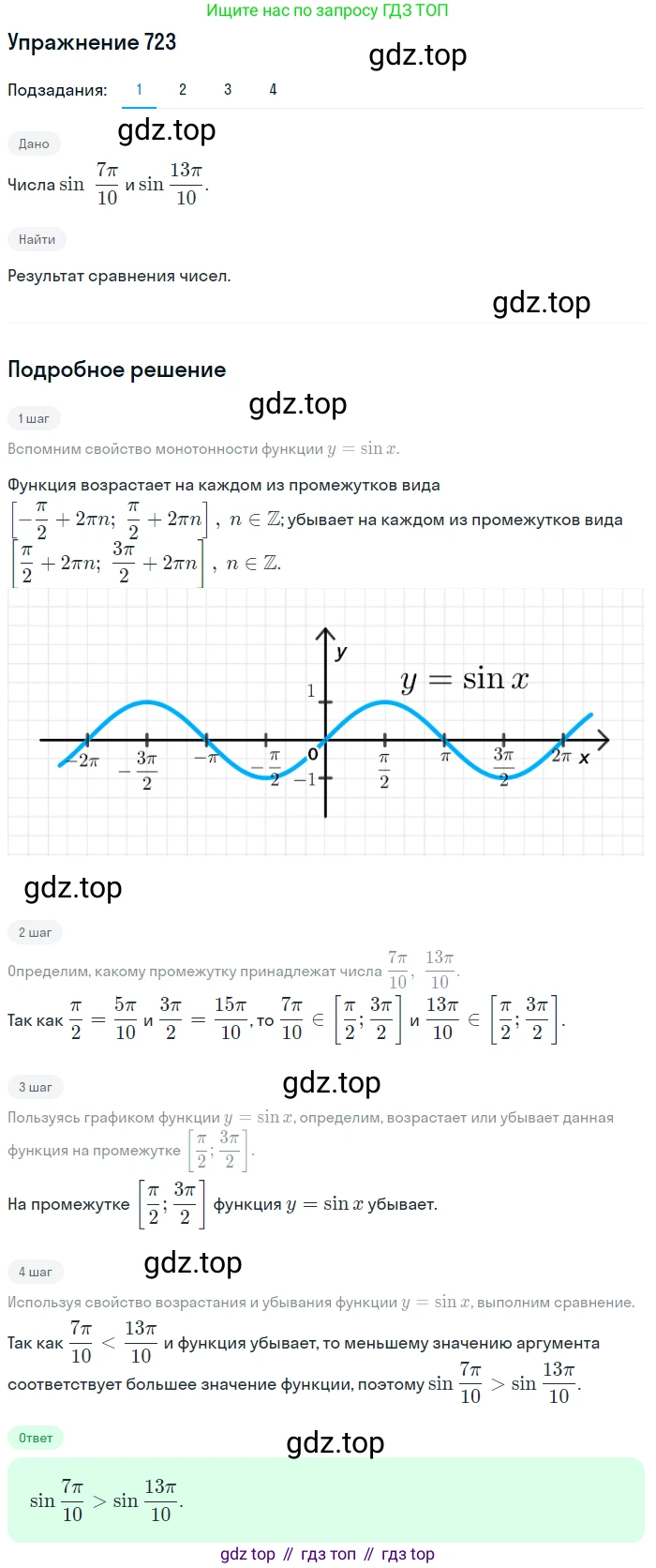 Алгебра, 10-11 класс Учебник, авторы: Алимов Шавкат Арифджанович, Колягин Юрий Михайлович, Ткачева Мария Владимировна, Федорова Надежда Евгеньевна, Шабунин Михаил Иванович, издательство Просвещение, Москва, 2014, страница 215, номер 723, Решение 1