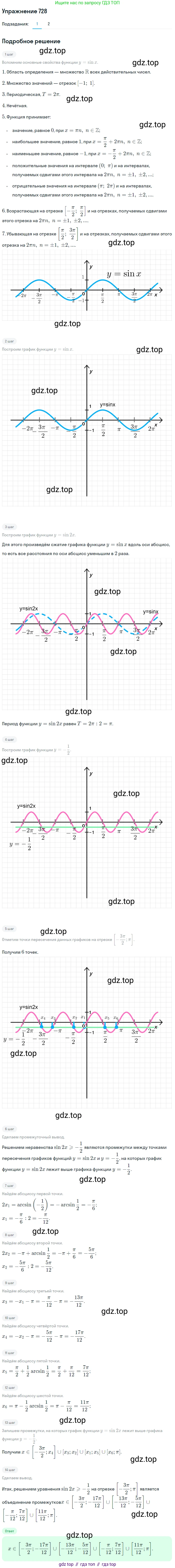 Алгебра, 10-11 класс Учебник, авторы: Алимов Шавкат Арифджанович, Колягин Юрий Михайлович, Ткачева Мария Владимировна, Федорова Надежда Евгеньевна, Шабунин Михаил Иванович, издательство Просвещение, Москва, 2014, страница 216, номер 728, Решение 1