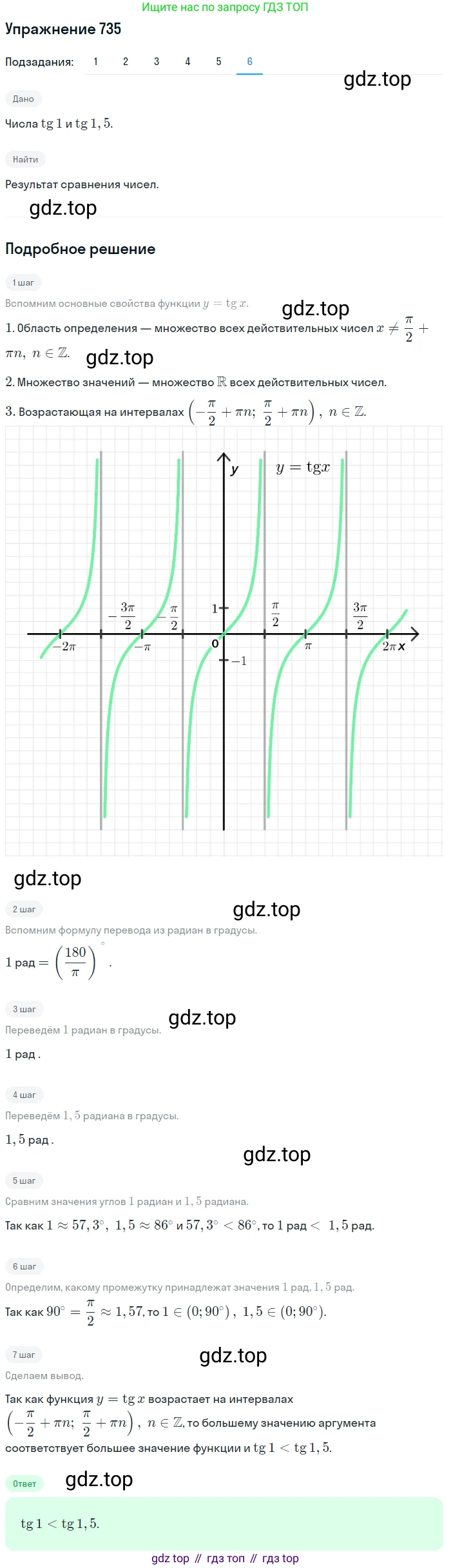 Алгебра, 10-11 класс Учебник, авторы: Алимов Шавкат Арифджанович, Колягин Юрий Михайлович, Ткачева Мария Владимировна, Федорова Надежда Евгеньевна, Шабунин Михаил Иванович, издательство Просвещение, Москва, 2014, страница 221, номер 735, Решение 1 (продолжение 6)