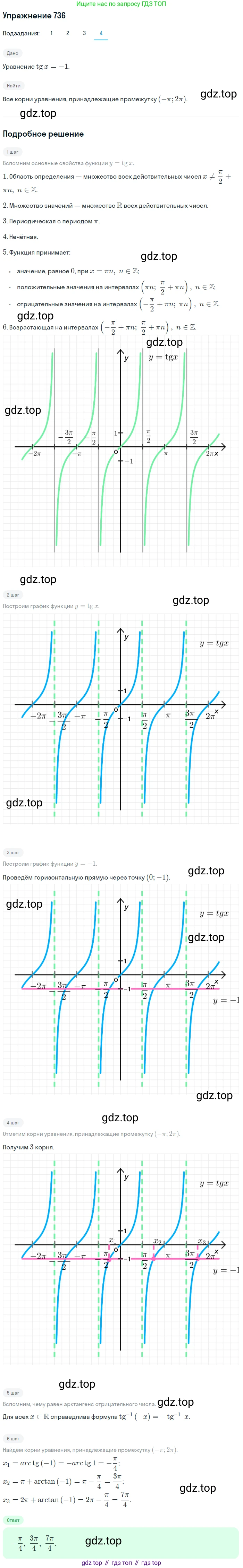 Алгебра, 10-11 класс Учебник, авторы: Алимов Шавкат Арифджанович, Колягин Юрий Михайлович, Ткачева Мария Владимировна, Федорова Надежда Евгеньевна, Шабунин Михаил Иванович, издательство Просвещение, Москва, 2014, страница 222, номер 736, Решение 1 (продолжение 4)