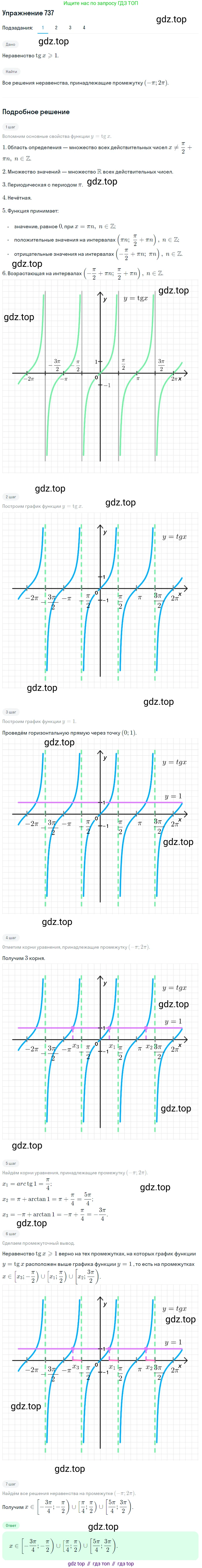 Алгебра, 10-11 класс Учебник, авторы: Алимов Шавкат Арифджанович, Колягин Юрий Михайлович, Ткачева Мария Владимировна, Федорова Надежда Евгеньевна, Шабунин Михаил Иванович, издательство Просвещение, Москва, 2014, страница 222, номер 737, Решение 1