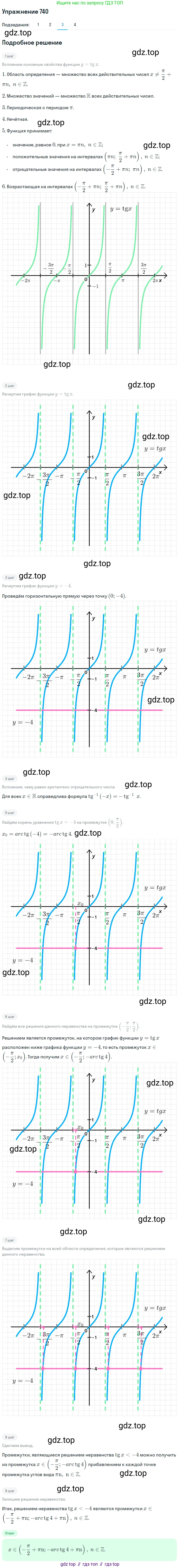Алгебра, 10-11 класс Учебник, авторы: Алимов Шавкат Арифджанович, Колягин Юрий Михайлович, Ткачева Мария Владимировна, Федорова Надежда Евгеньевна, Шабунин Михаил Иванович, издательство Просвещение, Москва, 2014, страница 222, номер 740, Решение 1 (продолжение 3)