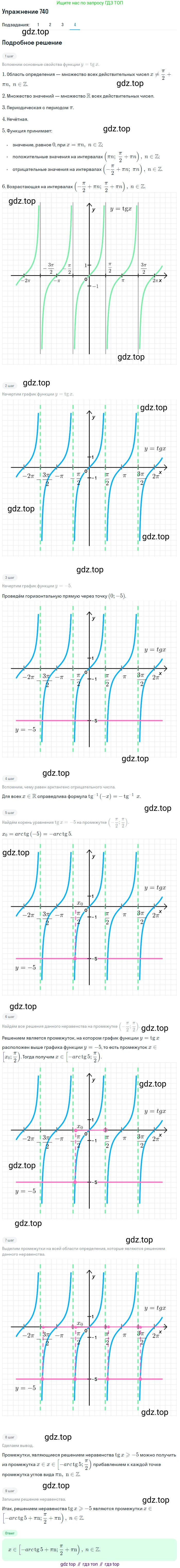 Алгебра, 10-11 класс Учебник, авторы: Алимов Шавкат Арифджанович, Колягин Юрий Михайлович, Ткачева Мария Владимировна, Федорова Надежда Евгеньевна, Шабунин Михаил Иванович, издательство Просвещение, Москва, 2014, страница 222, номер 740, Решение 1 (продолжение 4)
