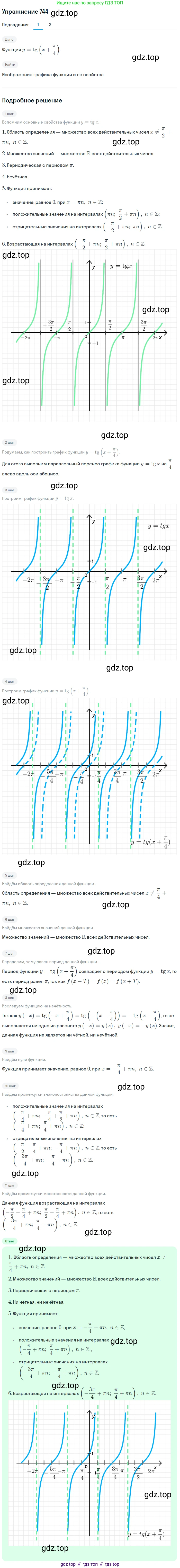 Алгебра, 10-11 класс Учебник, авторы: Алимов Шавкат Арифджанович, Колягин Юрий Михайлович, Ткачева Мария Владимировна, Федорова Надежда Евгеньевна, Шабунин Михаил Иванович, издательство Просвещение, Москва, 2014, страница 222, номер 744, Решение 1