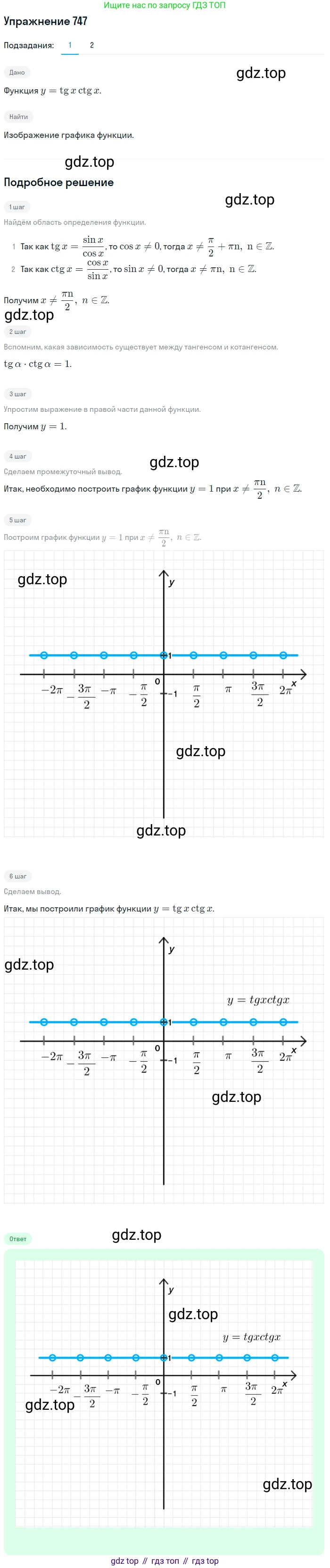 Алгебра, 10-11 класс Учебник, авторы: Алимов Шавкат Арифджанович, Колягин Юрий Михайлович, Ткачева Мария Владимировна, Федорова Надежда Евгеньевна, Шабунин Михаил Иванович, издательство Просвещение, Москва, 2014, страница 222, номер 747, Решение 1