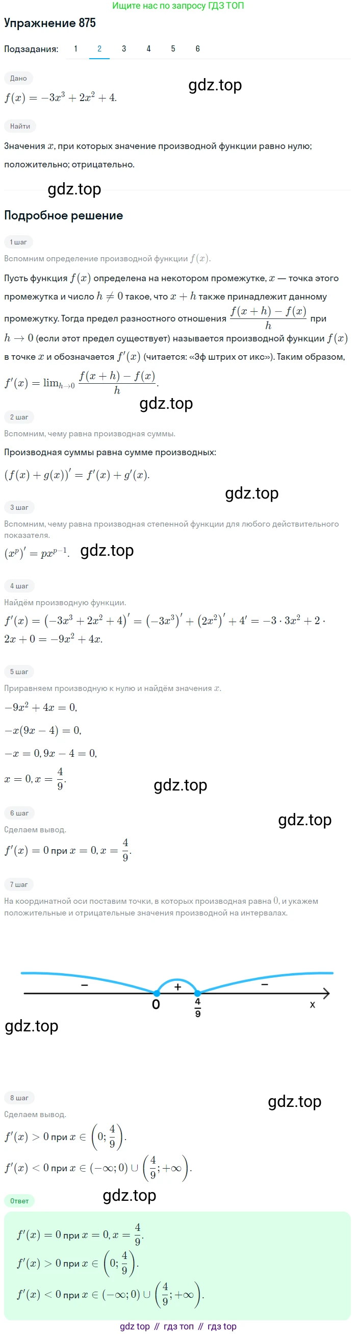 Алгебра, 10-11 класс Учебник, авторы: Алимов Шавкат Арифджанович, Колягин Юрий Михайлович, Ткачева Мария Владимировна, Федорова Надежда Евгеньевна, Шабунин Михаил Иванович, издательство Просвещение, Москва, 2014, страница 257, номер 875, Решение 1 (продолжение 2)