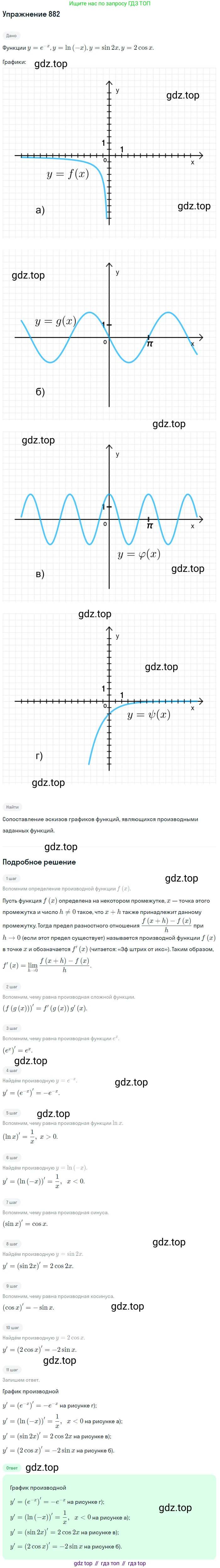 Алгебра, 10-11 класс Учебник, авторы: Алимов Шавкат Арифджанович, Колягин Юрий Михайлович, Ткачева Мария Владимировна, Федорова Надежда Евгеньевна, Шабунин Михаил Иванович, издательство Просвещение, Москва, 2014, страница 258, номер 882, Решение 1