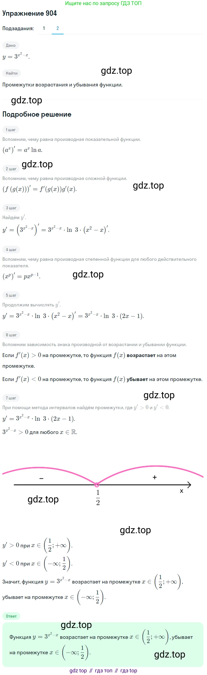 Алгебра, 10-11 класс Учебник, авторы: Алимов Шавкат Арифджанович, Колягин Юрий Михайлович, Ткачева Мария Владимировна, Федорова Надежда Евгеньевна, Шабунин Михаил Иванович, издательство Просвещение, Москва, 2014, страница 264, номер 904, Решение 1 (продолжение 2)