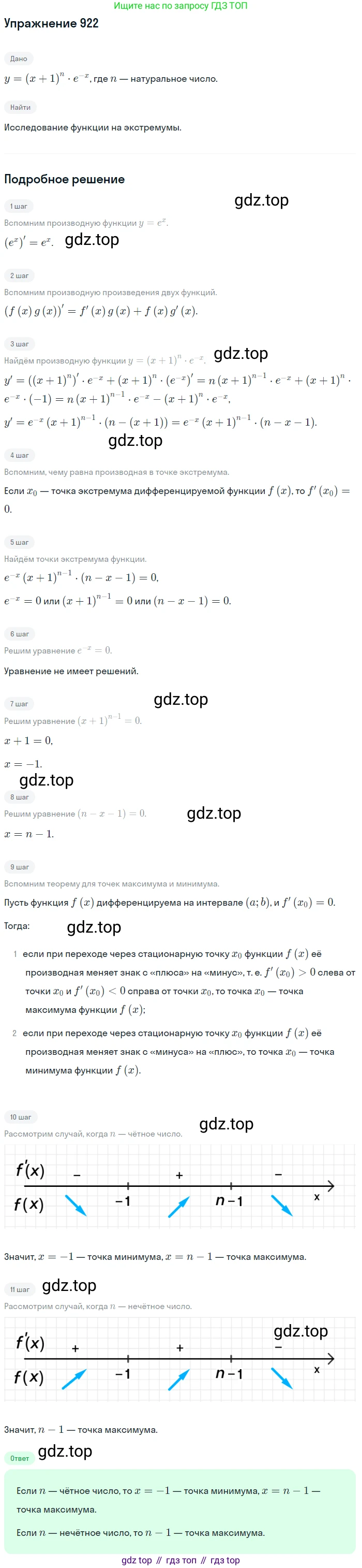 Алгебра, 10-11 класс Учебник, авторы: Алимов Шавкат Арифджанович, Колягин Юрий Михайлович, Ткачева Мария Владимировна, Федорова Надежда Евгеньевна, Шабунин Михаил Иванович, издательство Просвещение, Москва, 2014, страница 270, номер 922, Решение 1