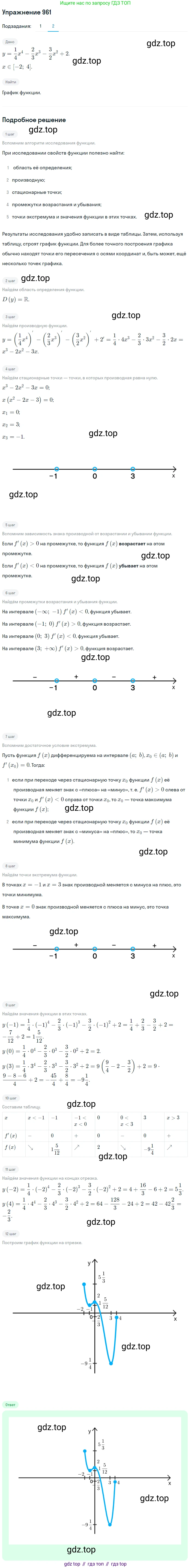Алгебра, 10-11 класс Учебник, авторы: Алимов Шавкат Арифджанович, Колягин Юрий Михайлович, Ткачева Мария Владимировна, Федорова Надежда Евгеньевна, Шабунин Михаил Иванович, издательство Просвещение, Москва, 2014, страница 287, номер 961, Решение 1 (продолжение 2)