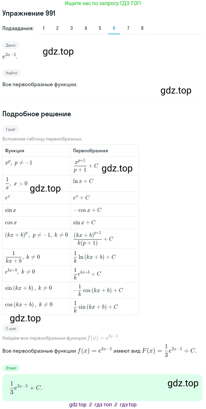 Алгебра, 10-11 класс Учебник, авторы: Алимов Шавкат Арифджанович, Колягин Юрий Михайлович, Ткачева Мария Владимировна, Федорова Надежда Евгеньевна, Шабунин Михаил Иванович, издательство Просвещение, Москва, 2014, страница 296, номер 991, Решение 1 (продолжение 6)