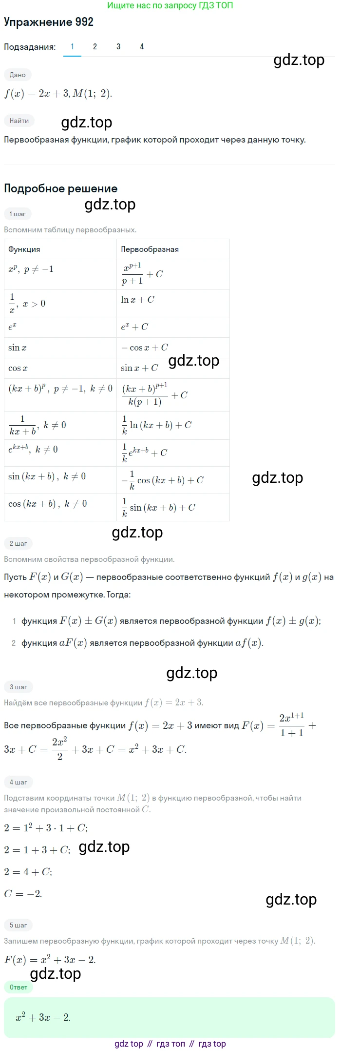 Алгебра, 10-11 класс Учебник, авторы: Алимов Шавкат Арифджанович, Колягин Юрий Михайлович, Ткачева Мария Владимировна, Федорова Надежда Евгеньевна, Шабунин Михаил Иванович, издательство Просвещение, Москва, 2014, страница 296, номер 992, Решение 1