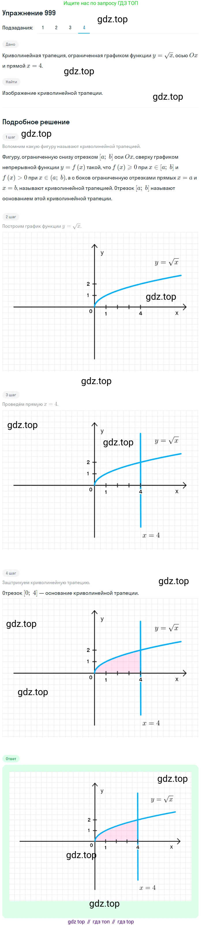 Алгебра, 10-11 класс Учебник, авторы: Алимов Шавкат Арифджанович, Колягин Юрий Михайлович, Ткачева Мария Владимировна, Федорова Надежда Евгеньевна, Шабунин Михаил Иванович, издательство Просвещение, Москва, 2014, страница 300, номер 999, Решение 1 (продолжение 4)