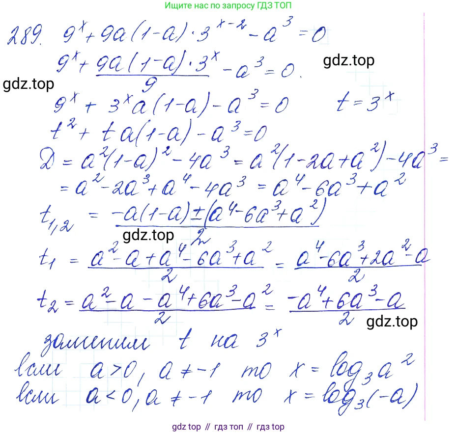 Алгебра, 10-11 класс Учебник, авторы: Алимов Шавкат Арифджанович, Колягин Юрий Михайлович, Ткачева Мария Владимировна, Федорова Надежда Евгеньевна, Шабунин Михаил Иванович, издательство Просвещение, Москва, 2014, страница 93, номер 289, Решение 6