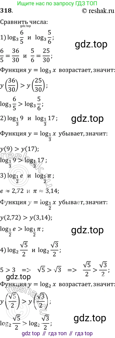 Алгебра, 10-11 класс Учебник, авторы: Алимов Шавкат Арифджанович, Колягин Юрий Михайлович, Ткачева Мария Владимировна, Федорова Надежда Евгеньевна, Шабунин Михаил Иванович, издательство Просвещение, Москва, 2014, страница 103, номер 318, Решение 7