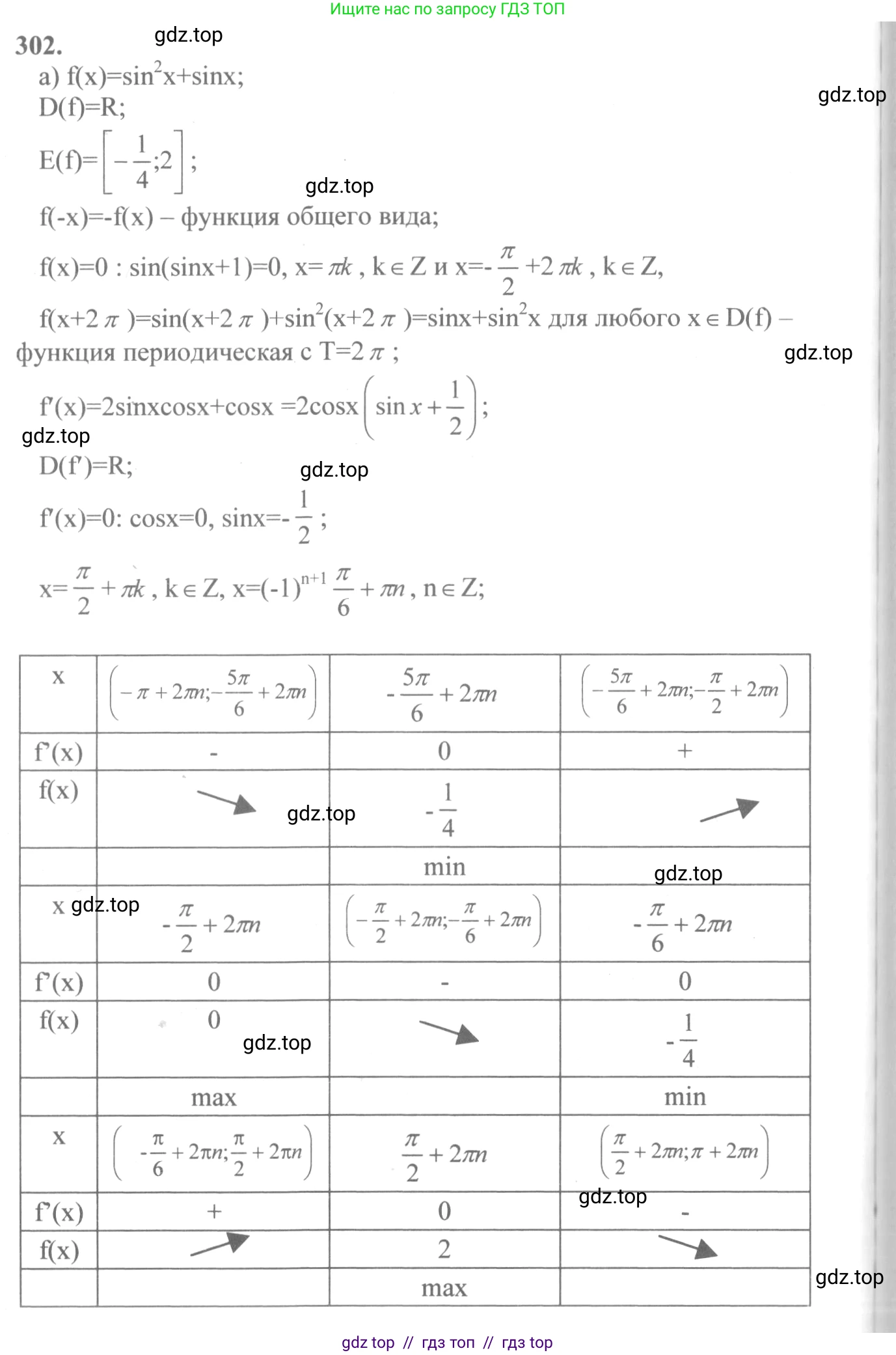Алгебра, 10-11 класс Учебник, авторы: Колмогоров Андрей Николаевич, Абрамов Александр Михайлович, Дудницын Юрий Павлович, издательство Просвещение, Москва, 2008, зелёного цвета, страница 154, номер 302, Решение 2