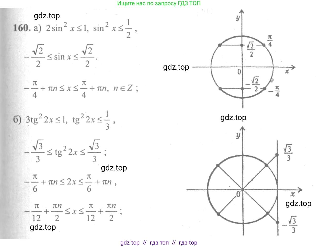 Алгебра, 10-11 класс Учебник, авторы: Колмогоров Андрей Николаевич, Абрамов Александр Михайлович, Дудницын Юрий Павлович, издательство Просвещение, Москва, 2008, зелёного цвета, страница 299, номер 160, Решение 2
