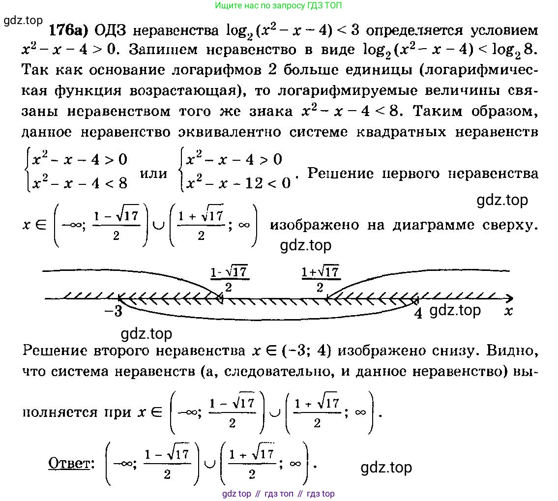 ГДЗ Алгебра, 10-11 класс Учебник, авторы: Колмогоров Андрей Николаевич, Абрамов Александр Михайлович, Дудницын Юрий Павлович, издательство Просвещение, Москва, 2008, зелёного цвета, страница 300, номер 176, Решение 3