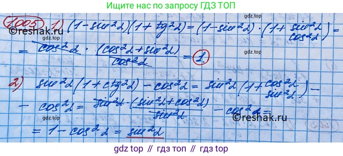 ГДЗ Алгебра, 10 класс Учебник, авторы: Колягин Юрий Михайлович, Ткачева Мария Владимировна, Федорова Надежда Евгеньевна, Шабунин Михаил Иванович, издательство Просвещение, Москва, 2014, голубого цвета, страница 292, номер 1005, Решение 3