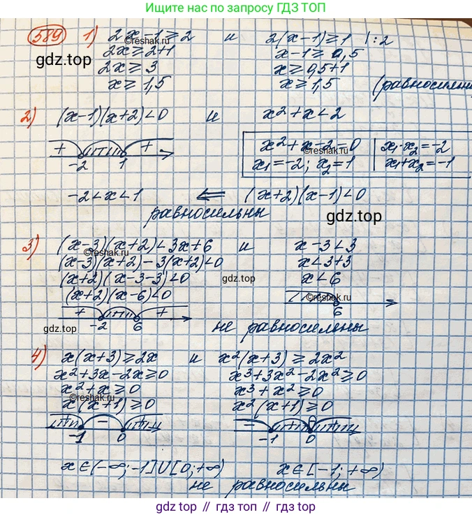 ГДЗ Алгебра, 10 класс Учебник, авторы: Колягин Юрий Михайлович, Ткачева Мария Владимировна, Федорова Надежда Евгеньевна, Шабунин Михаил Иванович, издательство Просвещение, Москва, 2014, голубого цвета, страница 200, номер 589, Решение 3