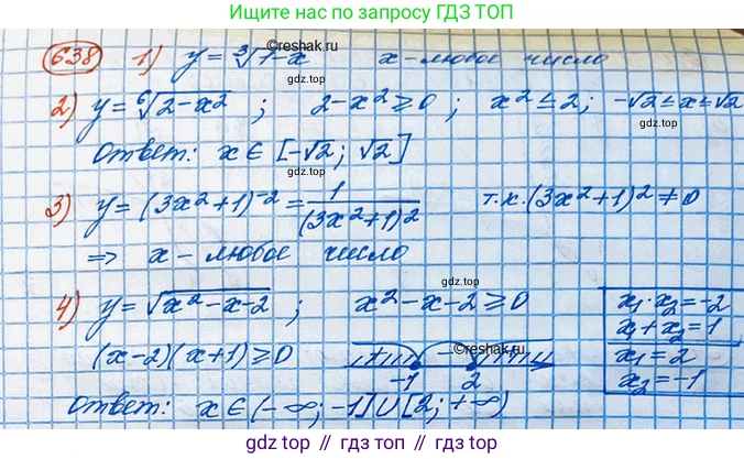 ГДЗ Алгебра, 10 класс Учебник, авторы: Колягин Юрий Михайлович, Ткачева Мария Владимировна, Федорова Надежда Евгеньевна, Шабунин Михаил Иванович, издательство Просвещение, Москва, 2014, голубого цвета, страница 214, номер 638, Решение 3