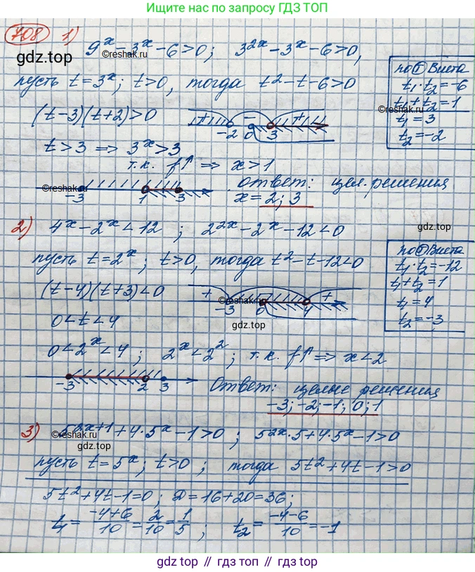 ГДЗ Алгебра, 10 класс Учебник, авторы: Колягин Юрий Михайлович, Ткачева Мария Владимировна, Федорова Надежда Евгеньевна, Шабунин Михаил Иванович, издательство Просвещение, Москва, 2014, голубого цвета, страница 233, номер 708, Решение 3