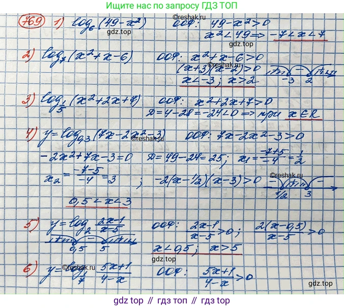 ГДЗ Алгебра, 10 класс Учебник, авторы: Колягин Юрий Михайлович, Ткачева Мария Владимировна, Федорова Надежда Евгеньевна, Шабунин Михаил Иванович, издательство Просвещение, Москва, 2014, голубого цвета, страница 244, номер 769, Решение 3