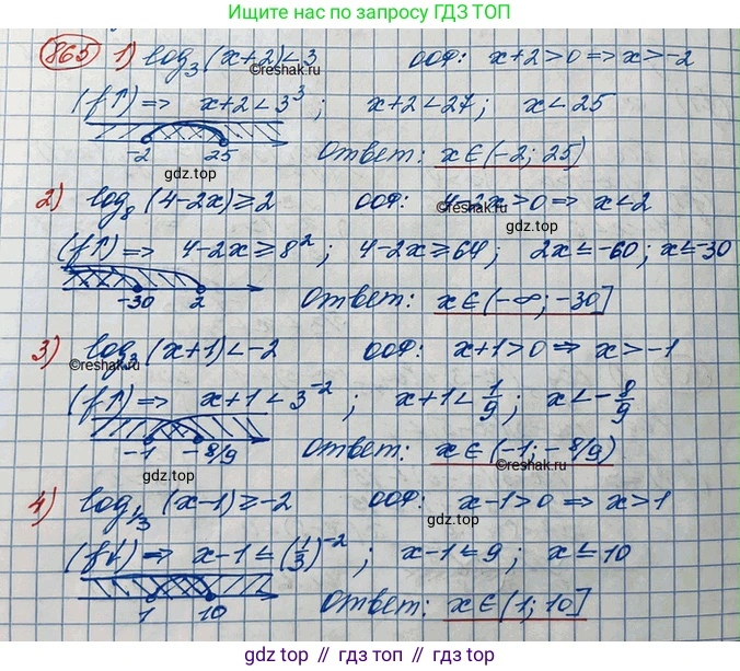 ГДЗ Алгебра, 10 класс Учебник, авторы: Колягин Юрий Михайлович, Ткачева Мария Владимировна, Федорова Надежда Евгеньевна, Шабунин Михаил Иванович, издательство Просвещение, Москва, 2014, голубого цвета, страница 263, номер 865, Решение 3