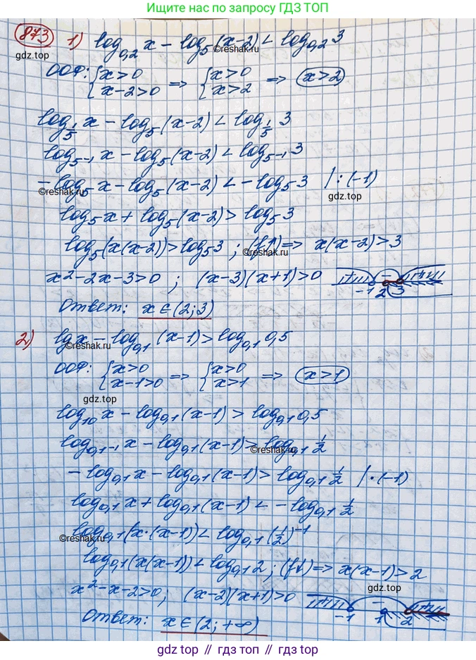 ГДЗ Алгебра, 10 класс Учебник, авторы: Колягин Юрий Михайлович, Ткачева Мария Владимировна, Федорова Надежда Евгеньевна, Шабунин Михаил Иванович, издательство Просвещение, Москва, 2014, голубого цвета, страница 264, номер 873, Решение 3