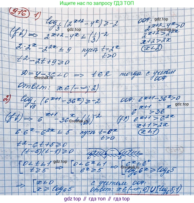 ГДЗ Алгебра, 10 класс Учебник, авторы: Колягин Юрий Михайлович, Ткачева Мария Владимировна, Федорова Надежда Евгеньевна, Шабунин Михаил Иванович, издательство Просвещение, Москва, 2014, голубого цвета, страница 267, номер 916, Решение 3