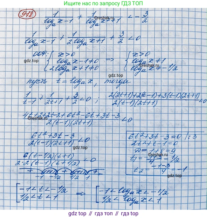 ГДЗ Алгебра, 10 класс Учебник, авторы: Колягин Юрий Михайлович, Ткачева Мария Владимировна, Федорова Надежда Евгеньевна, Шабунин Михаил Иванович, издательство Просвещение, Москва, 2014, голубого цвета, страница 267, номер 918, Решение 3