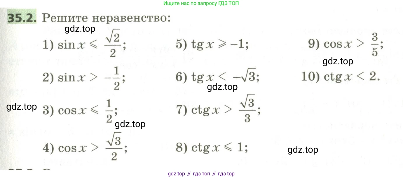 ГДЗ Алгебра, 10 класс Учебник, авторы: Мерзляк Аркадий Григорьевич, Номировский Дмитрий Анатольевич, Поляков Виталий Михайлович, издательство Вентана-граф, Москва, 2017, розового цвета, страница 257, номер 35.2, Условие